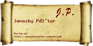 Janszky Péter névjegykártya